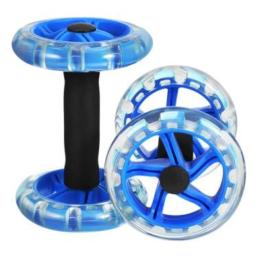 Imagem de SEWACC Rolo fitness de roda dupla, dispositivo de fortalecimento abdominal para homens e mulheres, azul, 19,8 x 13,5 x 12,5 cm