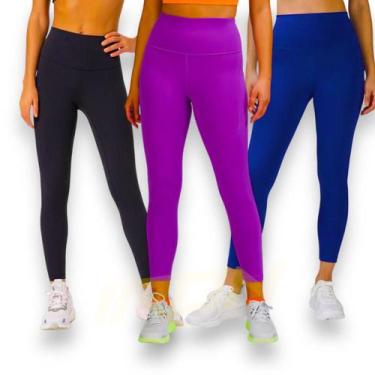 Imagem de Kit C/3 Calças Legging BÁSICAS COLORIDAS Leg Corrida Academia Cintura 