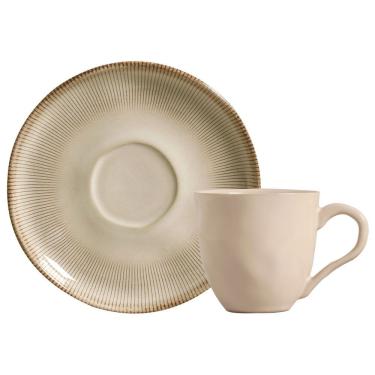 Imagem de Conjunto Bio Raio Com 06 Xícaras De Chá Orgânico 170ml Com 06 Pires Em Stoneware Geométrico - Porto Brasil