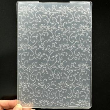 Imagem de Modelo de pasta em relevo de plástico 3D videira de flor clássica 1 textura 12 x 18 cm para fazer cartões, faça você mesmo, scrapbooking, papel, artesanato, artesanato, scrapbook, artes, decoração