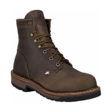 Imagem de Silverado Bota de trabalho masculina com cadarço bico de aço bronze, Marrom, 10