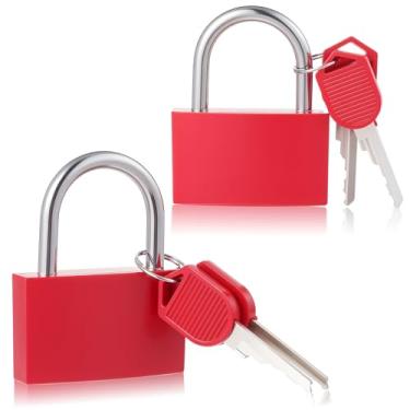 Imagem de 2 peças de cadeado grande para armário de 42 mm, cadeado de academia com chave, cadeados resistentes à prova d'água, cadeados de bagagem de armazenamento com chave para portão, fechaduras de amor