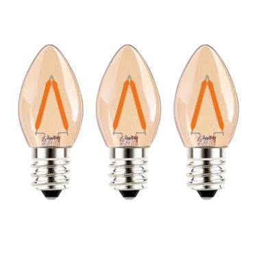 Imagem de Tsunetani C7 1,5 W equivalente a 15 watts incandescente LED filamento mini lâmpadas noturnas - base de candelabro E12 2200K branco ultra quente para decoração de casa 150 lúmens - pacote com 3