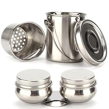 Imagem de GLOGLOW Balde de Lavagem de Pincel, Limpador de Pincel de Aço Inoxidável Com Filtro e Tampa à Prova de Vazamento para Pintura de Acrílico a Aquarela de óleo, Suprimentos de Arte de