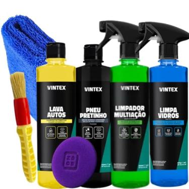 Imagem de Vonixx Kit Limpeza Automotiva, 4 Produtos 500ml, Shampoo Lava Autos, Pretinho, Multiação e Limpa Vidros, com Acessórios
