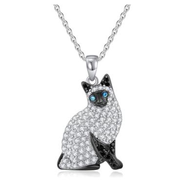 Imagem de OSCCI Colar com pingente de gato de cristal, pingente de gatinho para mulheres, joia diária para amantes de animais, Metal, Sem Pedra Preciosa