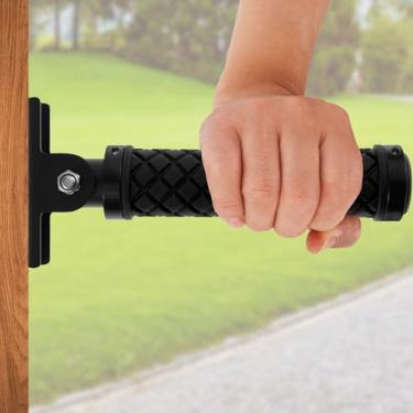 Imagem de Maçaneta flip assistente de porta, alça de apoio de assistente de porta antiderrapante, trilhos de mão para idosos, barra de apoio de escada dobrável, suporta até 158 kg para pessoas com deficiência