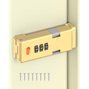 Imagem de MeBantoo Fechadura de combinação de porta de celeiro de 90 graus, fechadura de segurança doméstica sem chave com senha de 3 dígitos para armário de cozinha, gaveta, armário, portas deslizantes de