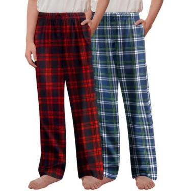 Imagem de Calça de pijama Arshiner Boys, roupa de dormir macia xadrez de 8 a 9 a