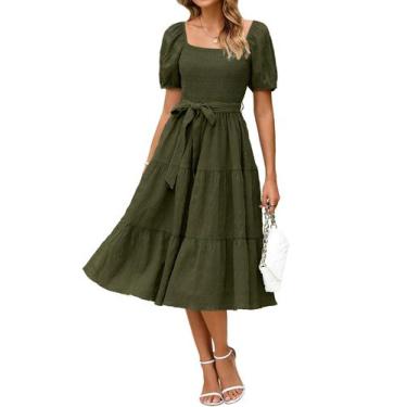 Imagem de Vestido BerryGo Summer 2025 casual com blusa Midi Army Green L