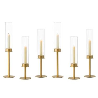 Imagem de Conjunto de castiçais Hewory Gold Hurricane, 6 peças de latão