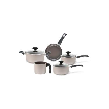 Imagem de Jogo de Panelas Brinox Antiaderente Ceramic Life 5 Peças Essence Champanhe