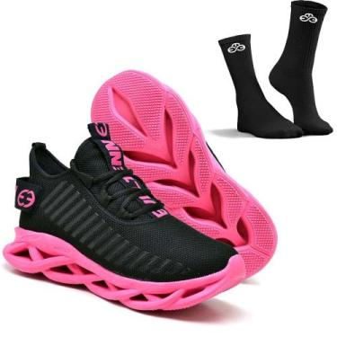 Imagem de Tênis Easy Style Feminino Evoltenn Solado Trançado Moderno + Meia, Pin