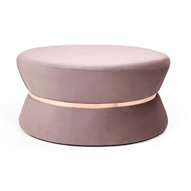 Imagem de Puff Fritz grande veludo rosa cinto rose gold