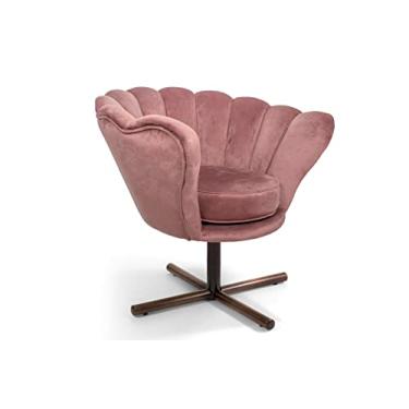 Imagem de Poltrona Petala de Rosa veludo rosa giratoria castanho/chocolate