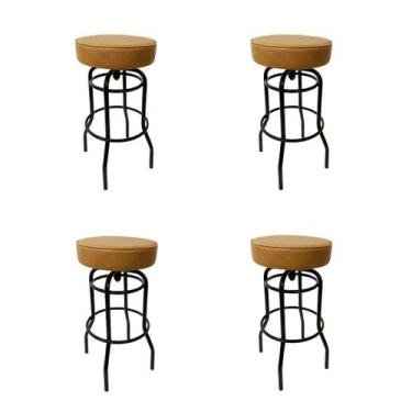 Imagem de Kit 4 Banquetas Alta Bar Giratória cor Preta Assento cor caramelo Conf