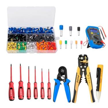 Imagem de Kit Profissional Eletricista Completo Com Alicates, Chaves Multímetro, Conectores (6 Peças)