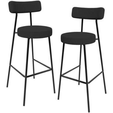 Imagem de Kit 02 Banquetas Alta Cozinha Bar Sala Jantar Estrutura Em Aço Milão L