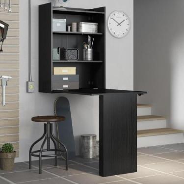 Imagem de Armário Balcão com Mesa Retrátil Multimóveis Preto - MULTIMOVEIS