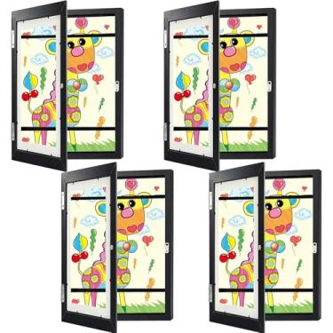 Imagem de Molduras De Arte Para Crianças Com Abertura Frontal, Moldura De Arte Mutável Para Exibição De Imagens, Molduras De Arte A4 Para Projetos De Arte Para Crianças, Desenho Pa, Black, 4pcs