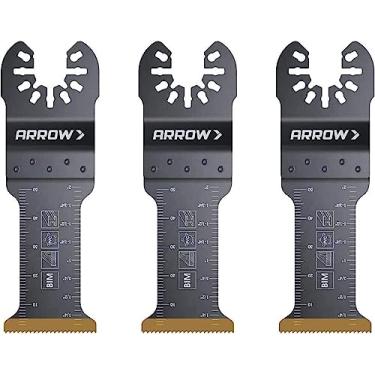 Imagem de Arrow OSC201-3 Lâminas oscilantes bi-metálicas revestidas de titânio para metal (não ferroso), madeira, madeira com pregos, PVC, drywall, universal, serve na maioria das multiferramentas, 3 unidades