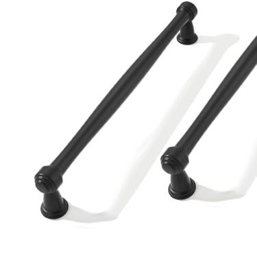 Imagem de CABDM Pacote com 2 puxadores de armário de 8 polegadas (203 mm) de centro a centro preto fosco para armários armários sólidos puxadores de gaveta resistentes cômodos cozinhas quartos
