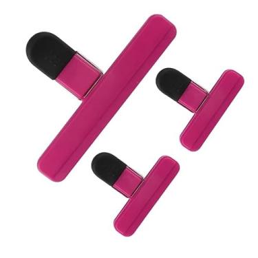 Imagem de 3 peças clipes de saco de alimentos seladores de plástico resistente com aderência de borracha para salgadinhos salgadinhos cozinha decoração de férias, vermelho (2S + 1L)