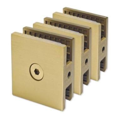 Imagem de Bathlink Grampo de vidro dourado escovado para banheiro, 3 braçadeiras de vidro de chuveiro para vidro temperado de 6-12 mm, braçadeira em U para porta de chuveiro