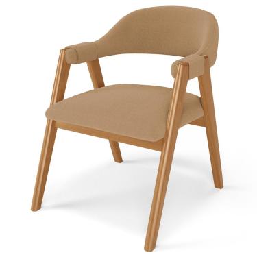 Imagem de Cadeira de Jantar e Estar Living Estofada Nadja L02 Bouclê Mostarda - Lyam Decor