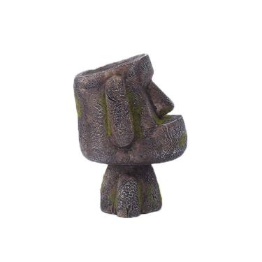 Imagem de Porta-canetas, estátua de resina da Ilha de Páscoa, porta-lápis, 13 cm