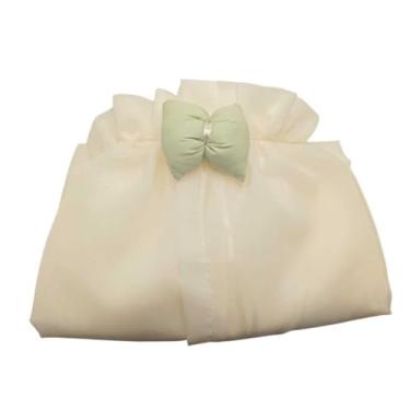 Imagem de Mosquiteiro para Berço em Voil de Seda Luxo – Cortinado Delicado p/Berço Americano, Acabamento em Cetim, Proteção Antimosquito(MosquiteiroVoilPalhaVerde)