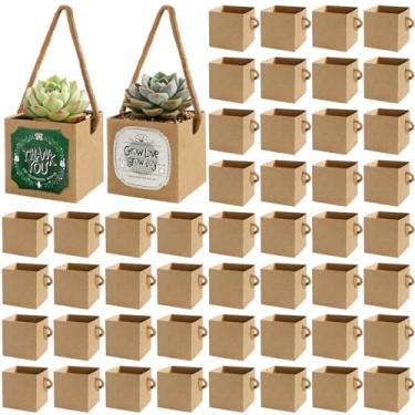 Imagem de Covzoe Pacote com 100 embalagens de suculentas de 6,5 cm, caixa de presente pequena com adesivos Thank You and Grow Love Grow Joy, serve para vasos de 6,3 cm, sacolas de suculentas lembrancinhas de
