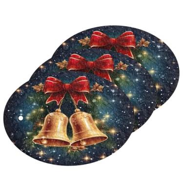 Imagem de Wassud Sino de Natal (2) esponja de polpa de madeira para pratos, pacote com 3 esponjas de lavar louça de cozinha para limpeza, esfregão resistente para panelas antiaderentes pia banheiro, suprimentos