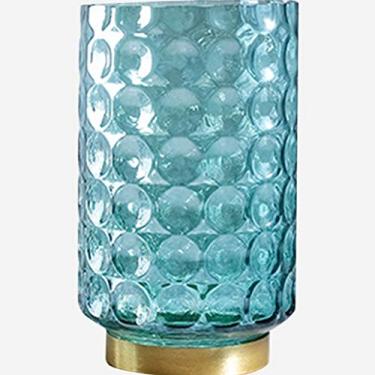 Imagem de YYBOES Vaso de vidro para decoração de vaso de flores, ponta de onda azul, vaso de flores de vidro nórdico criativo, lírio hidropônico e dispositivo de arranjos de flores de rosa, conjunto de vasos