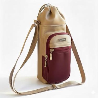 Imagem de Bolsa Térmica (BEGE COM VINHO) GALANTE para Garrafa de 1 LITRO em Couro Sintético - Coleção Cores VERÃO 2026