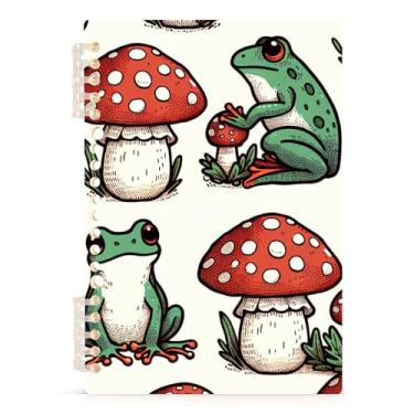 Imagem de Burbuja Caderno de cogumelo sapo, papel pautado universitário A5 com 60 folhas, fichário para escritório, 1 pacote