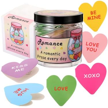 Imagem de Leinuosen Conjunto de frascos de notas de amor para o Dia dos Namorados com 60 cartões de mensagem de amor - um presente romântico para namorados, namoradas, esposas, maridos, aniversário