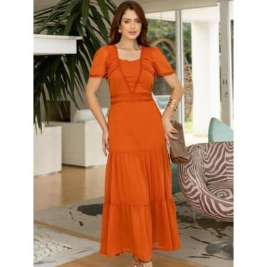 Imagem de Vestido Longo de Festa Elegante Sofisticado Manga Curta Verão Soltinho