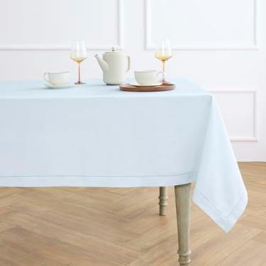 Imagem de Solino Home Toalha de mesa azul claro 128 x 300 cm - Toalha de mesa retangular de algodão e linho - Toalha de mesa lavável na máquina para o Natal, Ano Novo