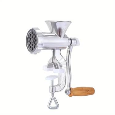 Imagem de Maquina de Moer Carne Manual Moedor de Linguiça Biscoito Manivela Agitador de liga de alumínio doméstico nº 5(Prata)