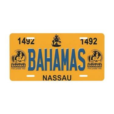 Imagem de Placa de carro Bahamas 1492 Nassau decorativa. Placa de metal para carro. Etiqueta de vaidade. Placa de carro de alumínio Noverlty à prova d'água Colorfast 30 × 15 cm