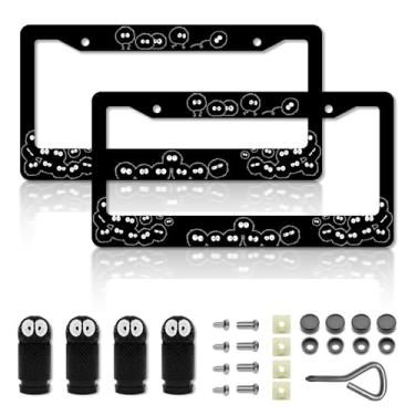 Imagem de Molduras de placa de licença de fuligem de anime, acessórios de carro de anime Sprites para mulheres e homens, suporte de placa de licença de fuligem fofo, moldura de placa de licença de alumínio