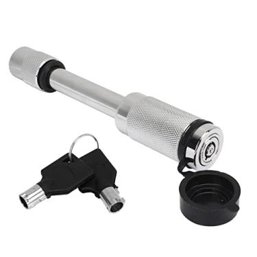 Imagem de Cryfokt Trava de Acoplador de Língua de Reboque Durável Antirroubo Com Chave para Reboque de Barco Caminhão Rv Carro Liga de Alumínio Prata 1 Pacote