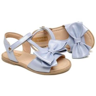 Imagem de Sandália Infantil Menina em Couro Glitter Glow Azul Gambo-Feminino