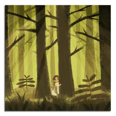 Imagem de 919 Impressão em tela escondida Forest Bunny Poster Arte de parede para casa 1 peça Decorações Noframed 20.3 cmx20.3 cm