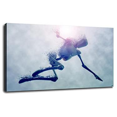 Imagem de Impressão em tela robô arte de parede futurista máquina pôster para casa 1 peça decorações com moldura 33.0 cm x 20.3 cm