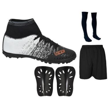 Imagem de Chuteira Society Botinha Cano Alto Costurada Alta Performance + Canele