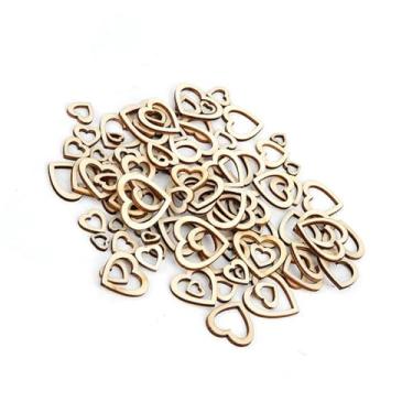 Imagem de Dpofirs 200 Unidades de Artesanato de Madeira Em Forma de Coração Oco de para Decoração de Casa Feita à Mão DIY 10-30 Mm, Pingente Decorativo para Roupas e Acessórios de Tecido (Cabelo misto 30-10MM 200 peças)