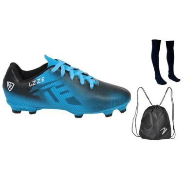 Imagem de Chuteira Campo Adulto Travas Costurada UZ + Meião Mochila - Uzze Sport