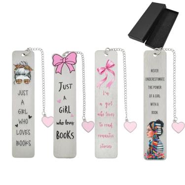 Imagem de Pingente de corrente de prata com laço rosa e laço para presente de Natal feminino, acessórios para livros, materiais escolares, artigos de papelaria de escritório (4 peças)